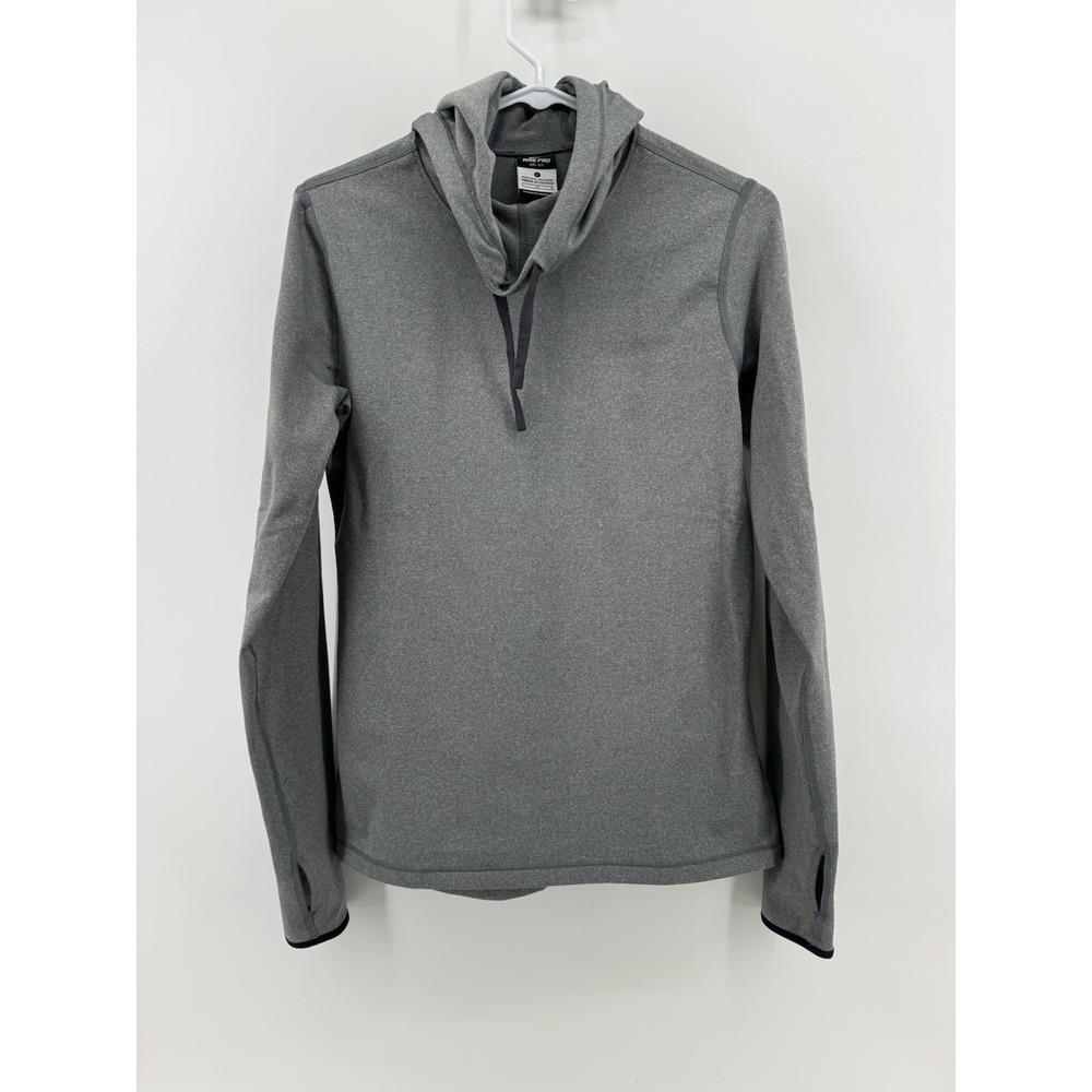 Nike Pro Dri-Fit Hoodie Women's Gray Long Sleeve Pullover L Running Workout